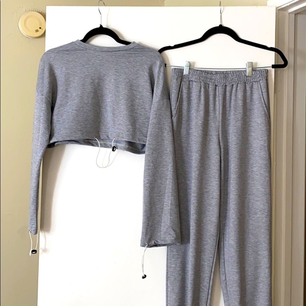 Gray Drawstring Jogger Outfit